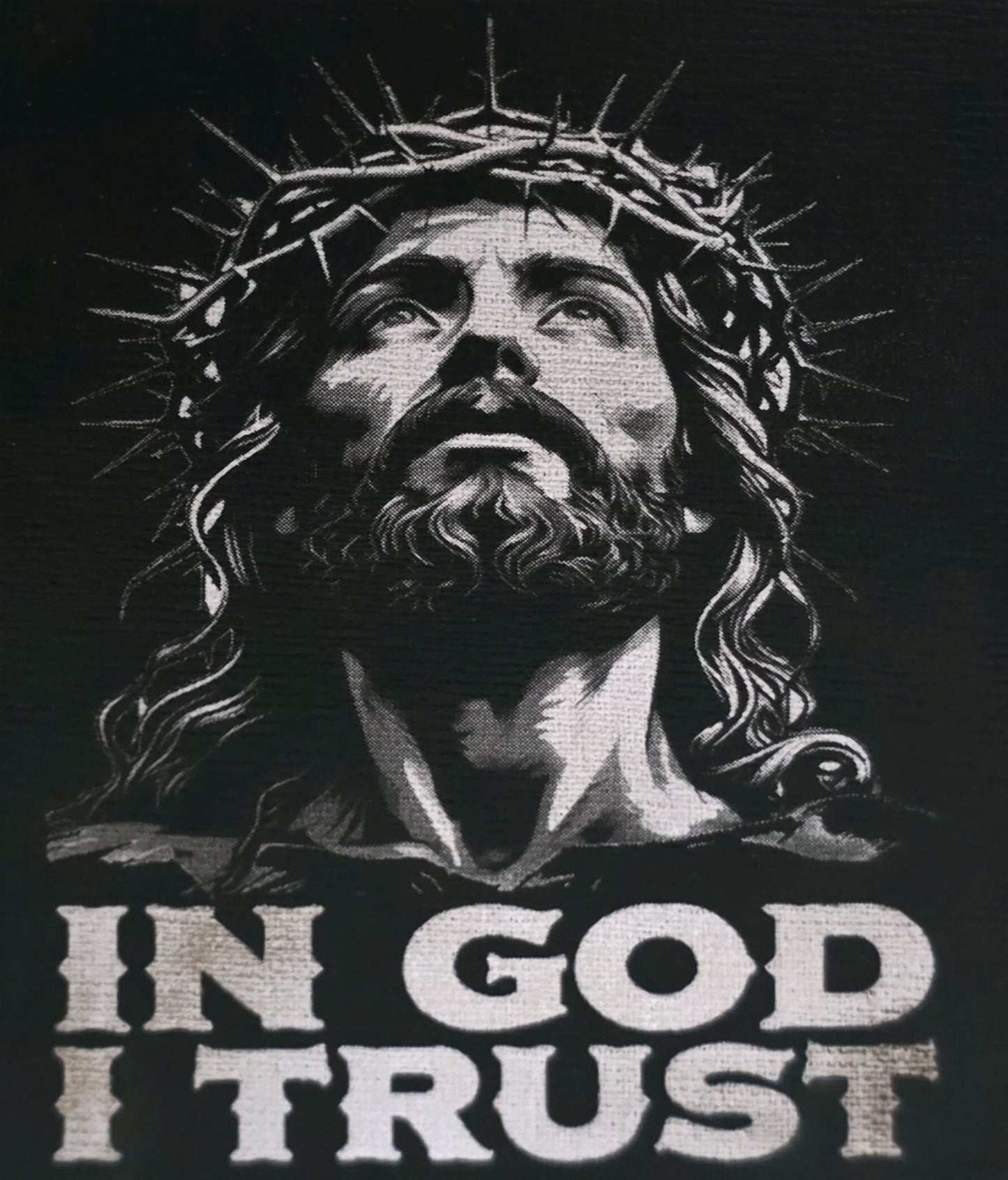 "In God I Trust" Laser-Engraved Canvas – Intricate Faith-Based Art