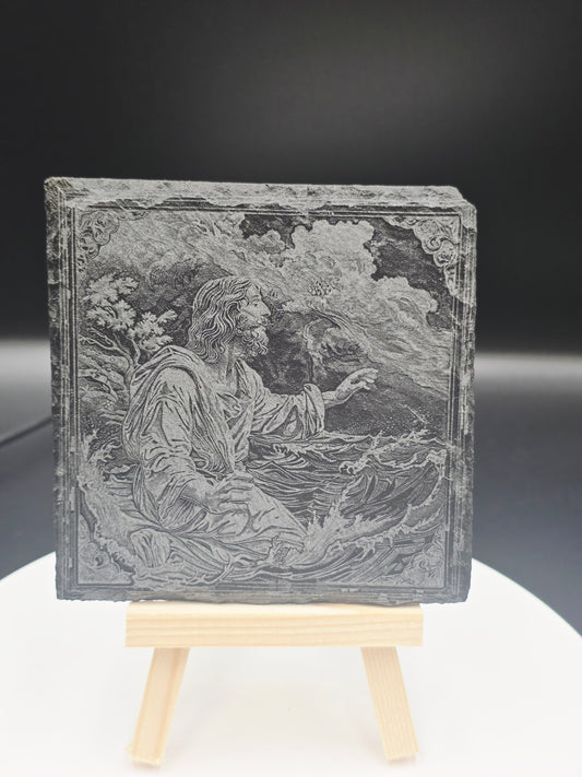 Jesus Engraved Slate Art Plaques set of 4