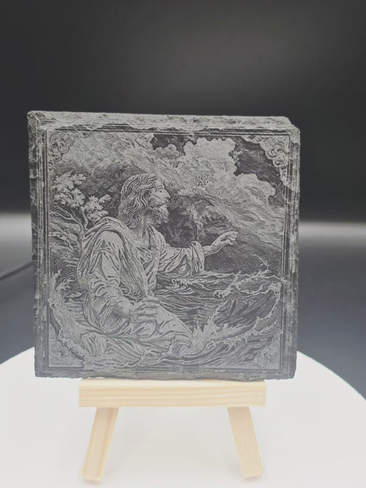Jesus Engraved Slate Art Plaques set of 4