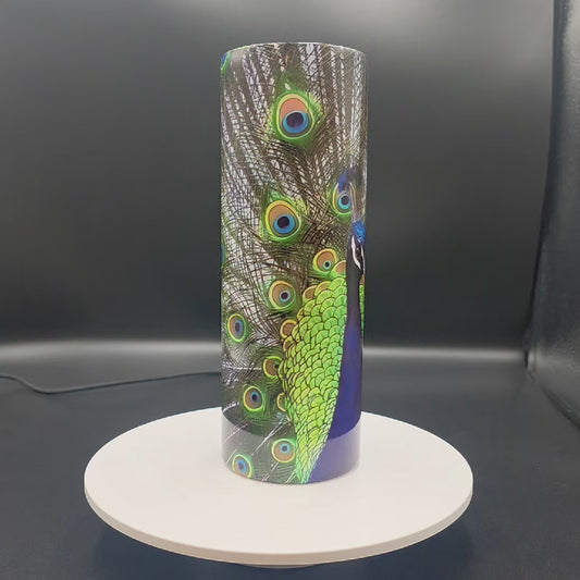Elegant Peacock Tumbler – Vibrant & Eye-Catching Design