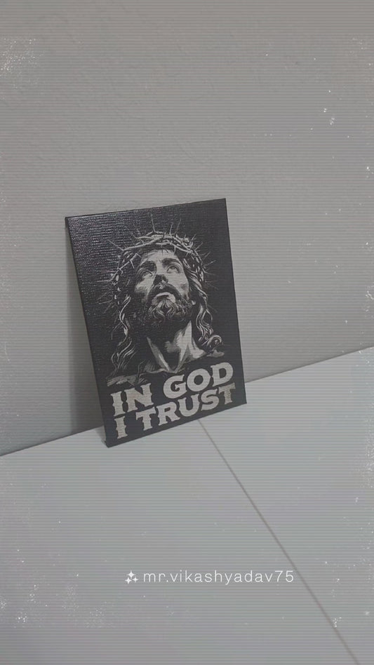 "In God I Trust" Laser-Engraved Canvas – Intricate Faith-Based Art