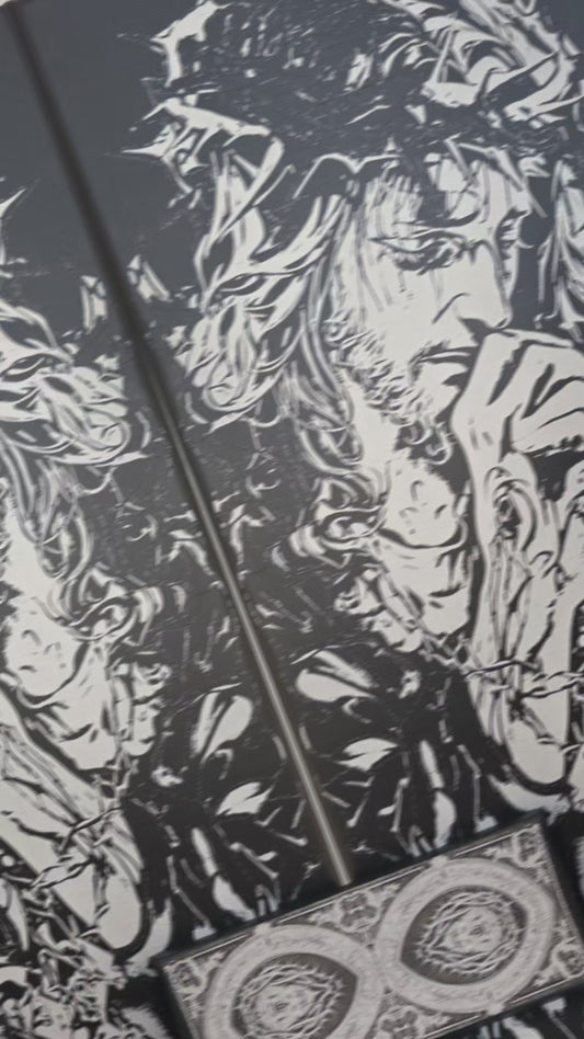 Engraved Jesus Wall Art – Crown of Thorns Black & White – Laser Engraved Religious Canvas / Wood Decor