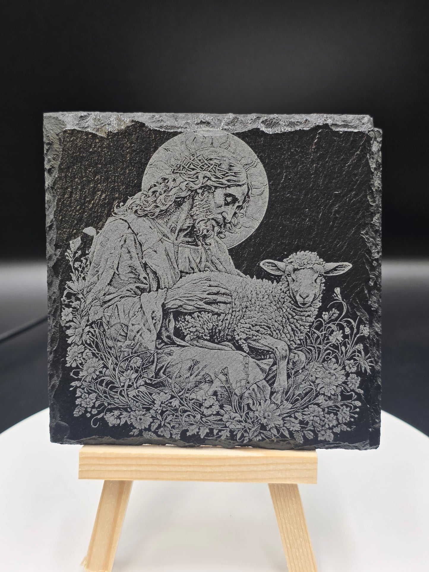 Jesus Engraved Slate Art Plaques set of 4