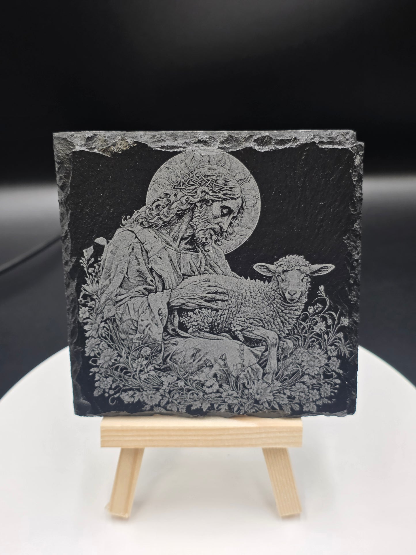 Jesus Engraved Slate Art Plaques set of 4